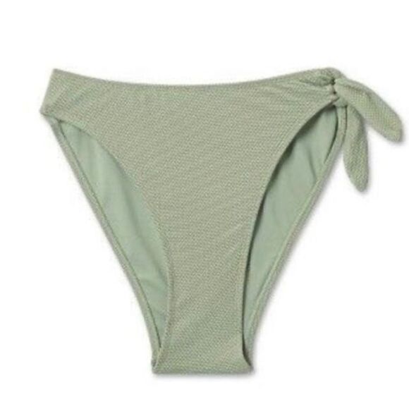 Wild Fable Women's Pique Textured High Leg CheekyHigh Waist BikiniBottom NWOT  L - Picture 2 of 9